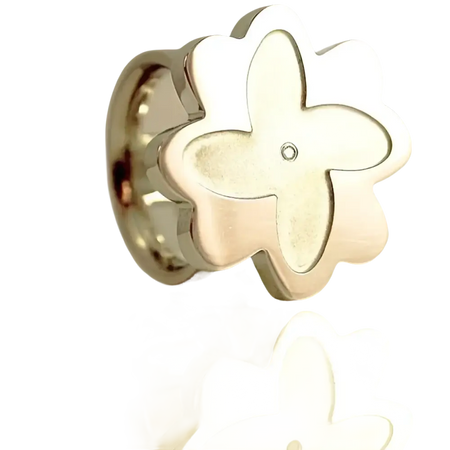 Anello acciaio donna Shape di BLISS K11397 con fiore in argento e gemma centrale
