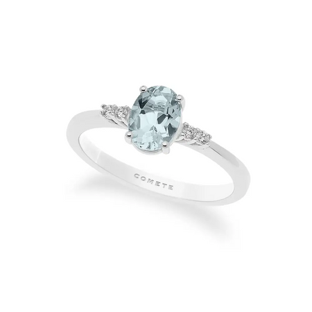 Anello acquamarina e diamanti in oro COMETE ANQ 296|bonini-gioielli