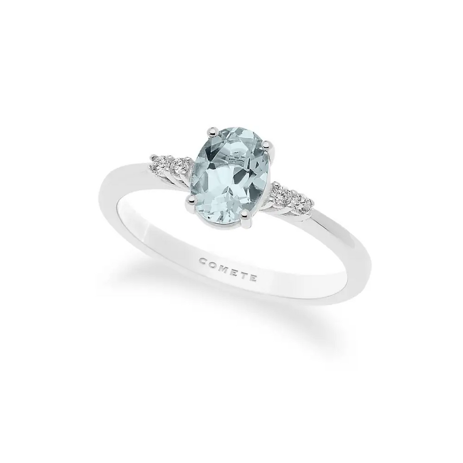 Anello acquamarina e diamanti in oro COMETE ANQ 296|bonini-gioielli