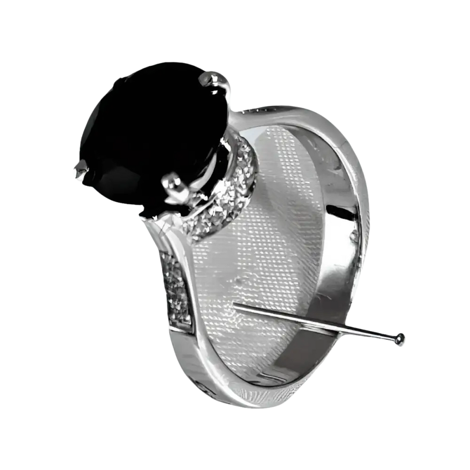 Anello in argento con onice nero e diamanti Crown di Salvini per donna