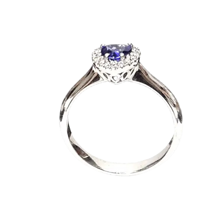 anello oro bianco con cuore tanzanite e diamanti|bonini-gioielli