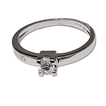 anello oro bianco con diamante solitario ct 0,18 H di Bliss|bonini-gioielli