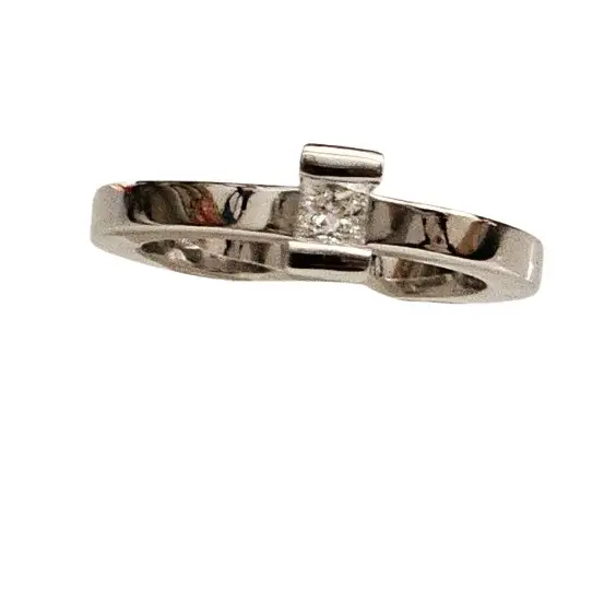 Anello oro bianco diamante princess ct 0,18 CEVA - Gioielleria Bonini