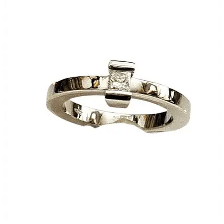 Anello oro bianco diamante princess ct 0,18 CEVA - Gioielleria Bonini