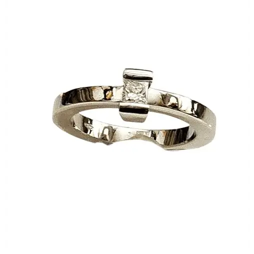 Anello oro bianco diamante princess ct 0,18 CEVA - Gioielleria Bonini