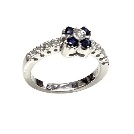 Anello oro bianco diamanti e zaffiri blu CEVA GIOIELLI - Gioielleria Bonini