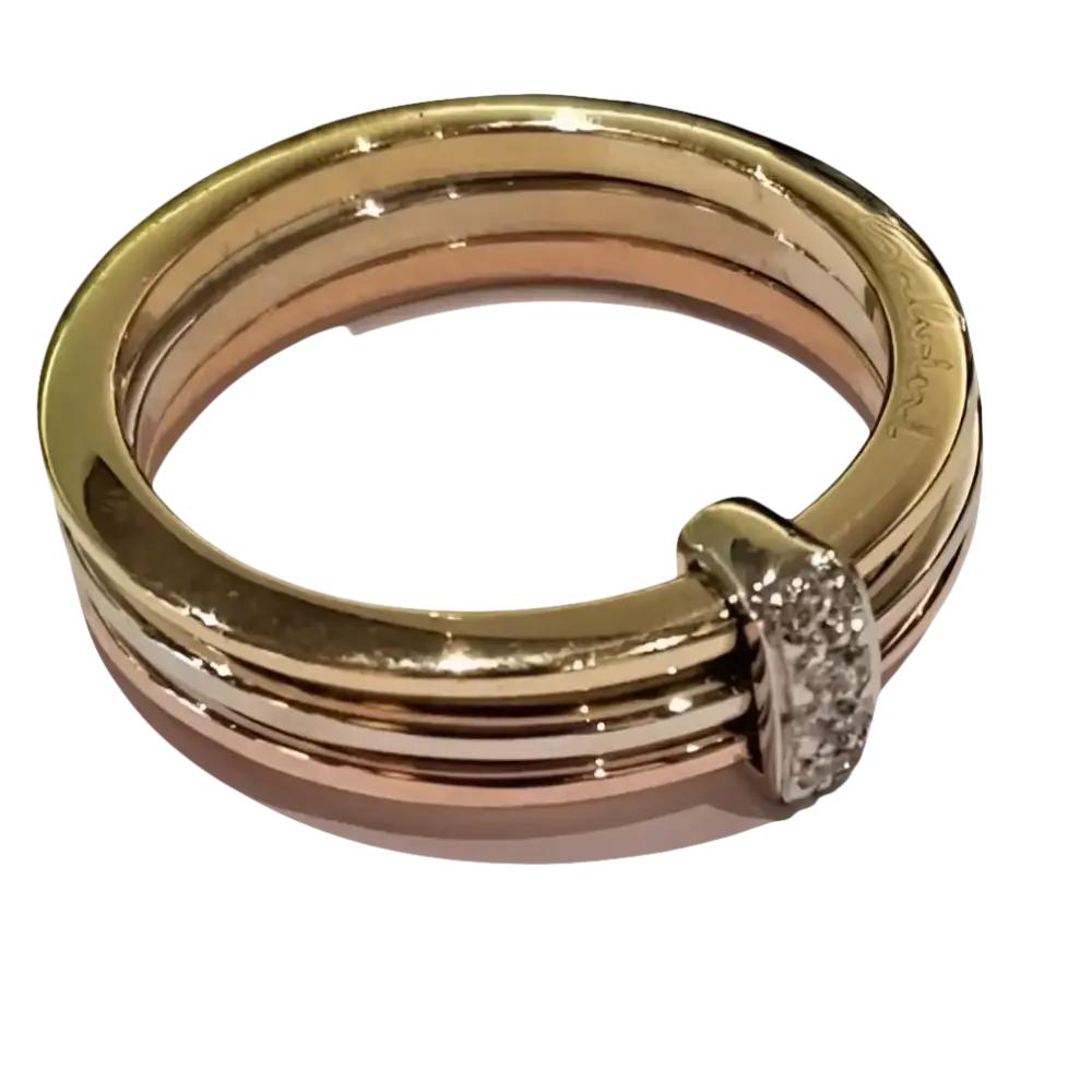 Anello oro tre bande con accentuazione di diamante Salvini ct 0,07