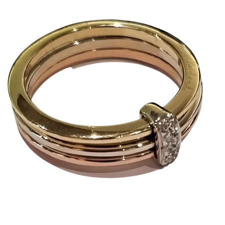 Anello oro tre bande con accentuazione di diamante Salvini ct 0,07