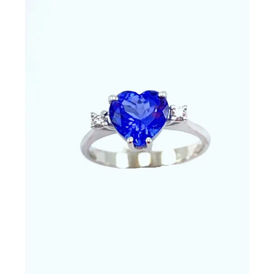 anello tanzanite oro bianco e diamanti