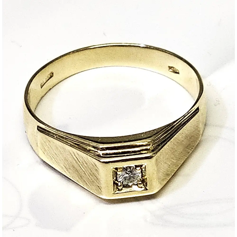 anello uomo oro giallo 750/1000 e diamante ct 0,09|bonini-gioielli