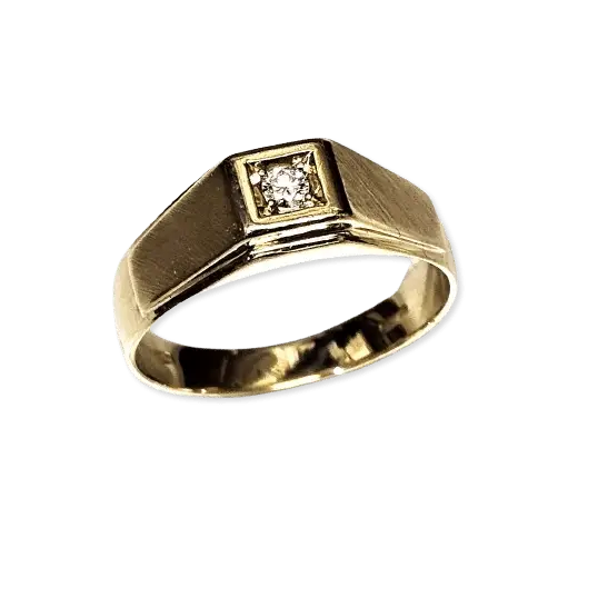 anello uomo oro giallo 750/1000 e diamante ct 0,09|bonini-gioielli