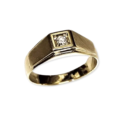 anello uomo oro giallo 750/1000 e diamante ct 0,09|bonini-gioielli