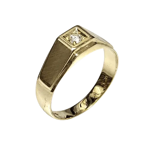 anello uomo oro giallo 750/1000 e diamante ct 0,09|bonini-gioielli