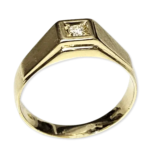 anello uomo oro giallo 750/1000 e diamante ct 0,09|bonini-gioielli