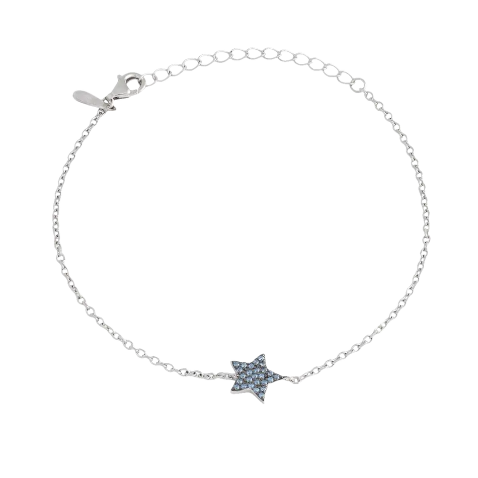 Bracciale Ambrosia in argento con charm a stella e zirconi azzurri