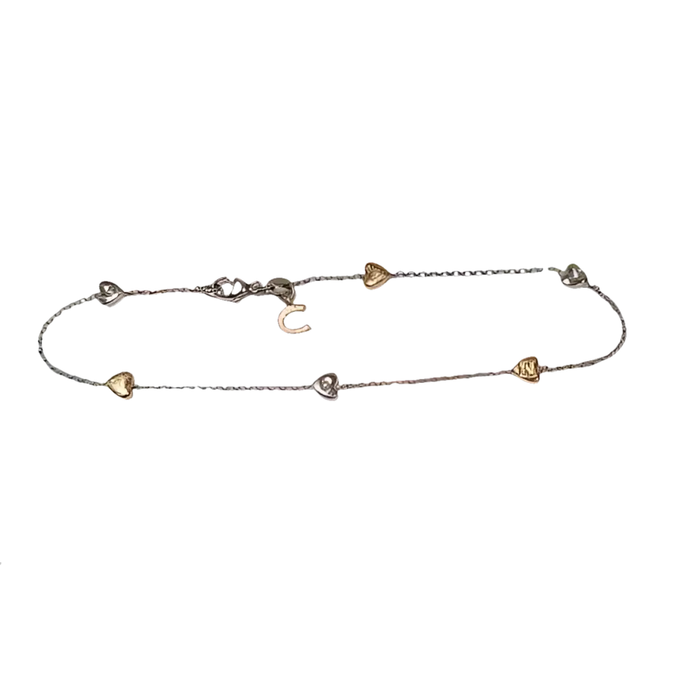 Bracciale oro e diamanti BRT 185 COMETE GIOIELLI con ciondoli a cuore e ferro di cavallo