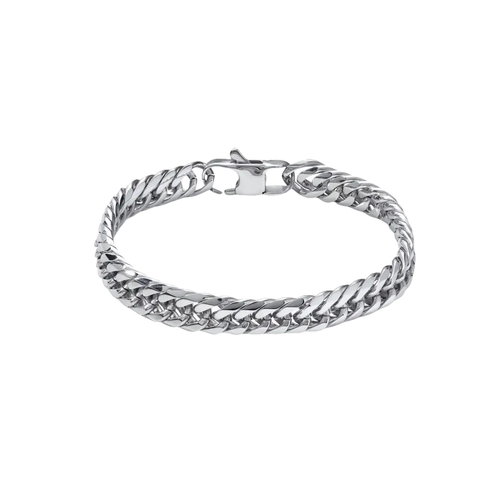 Bracciale uomo COMETE acciaio Chain UBR 1023 con catena doppia in tono argento