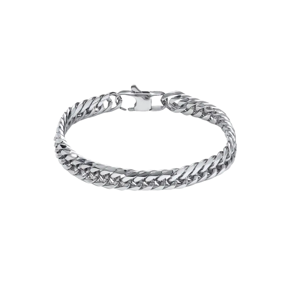 Bracciale uomo COMETE acciaio Chain UBR 1023 con catena doppia in tono argento