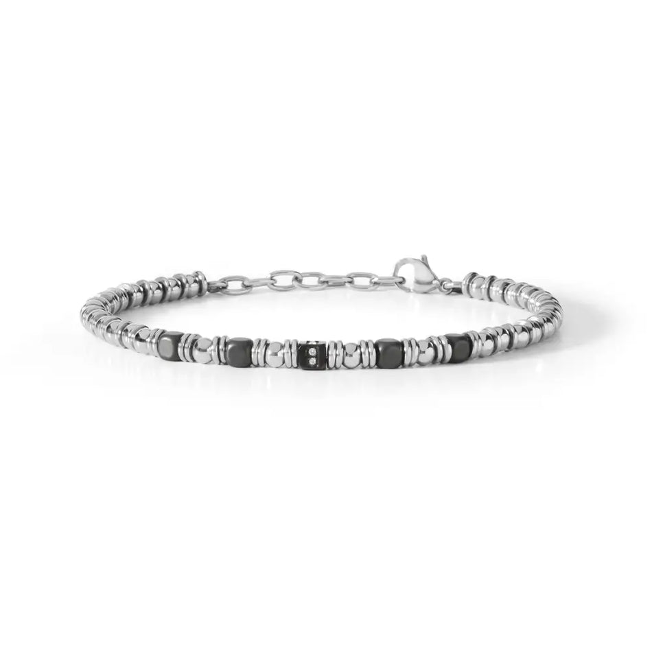bracciale uomo comete acciaio PVD e zirconi District UBR 884 - Gioielleria Bonini