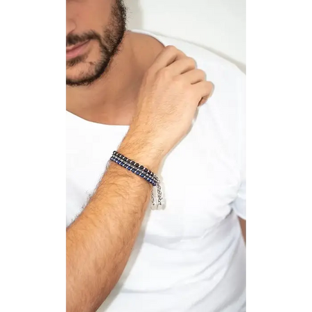 Bracciale uomo COMETE pietra nera lavica District UBR 924|bonini-gioielli