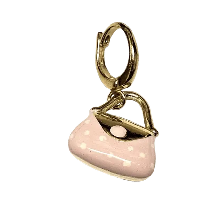 ciondolo in oro giallo 750/1000 borsetta smalto rosa|bonini-gioielli
