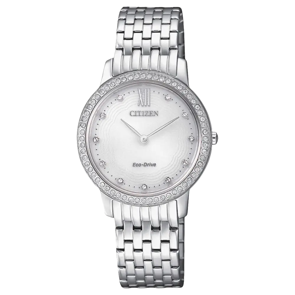 Orologio donna CITIZEN Donna Eco-Drive Zirconi con lunetta cristalli e quadrante bianco