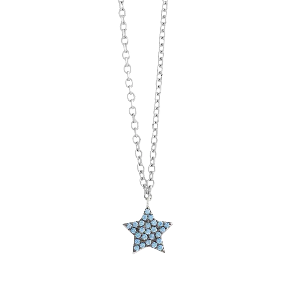 Collana AMBROSIA argento con ciondolo stellina pavé di zirconi azzurri