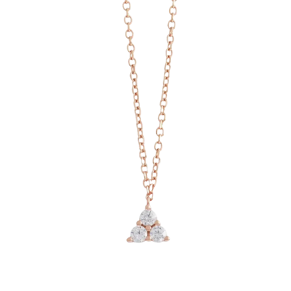 Collana argento rosé con pendente a triangolo e zirconi della linea Ambrosia