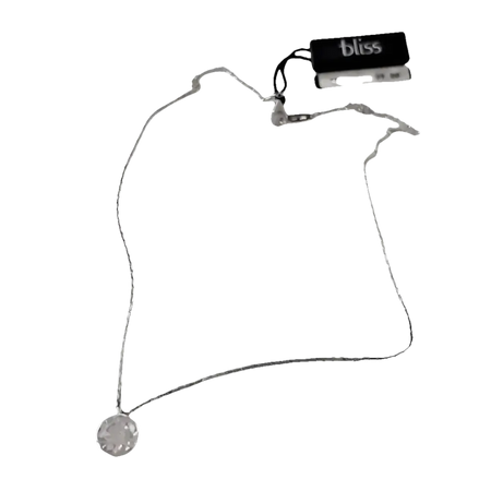 Collana Bliss Punto Luce Zircone Argento con pendente tondo in cristallo e etichetta del marchio
