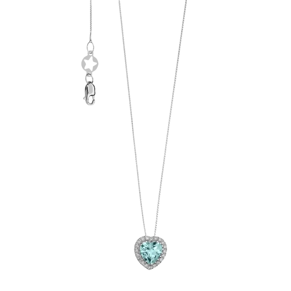 Collana con acquamarina naturale a cuore GLQ 289 COMETE pendente argento cuore