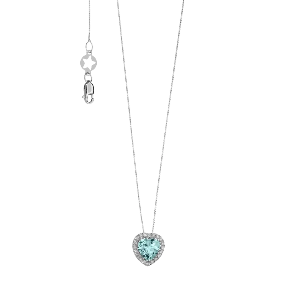 Collana con acquamarina naturale a cuore GLQ 289 COMETE pendente argento cuore