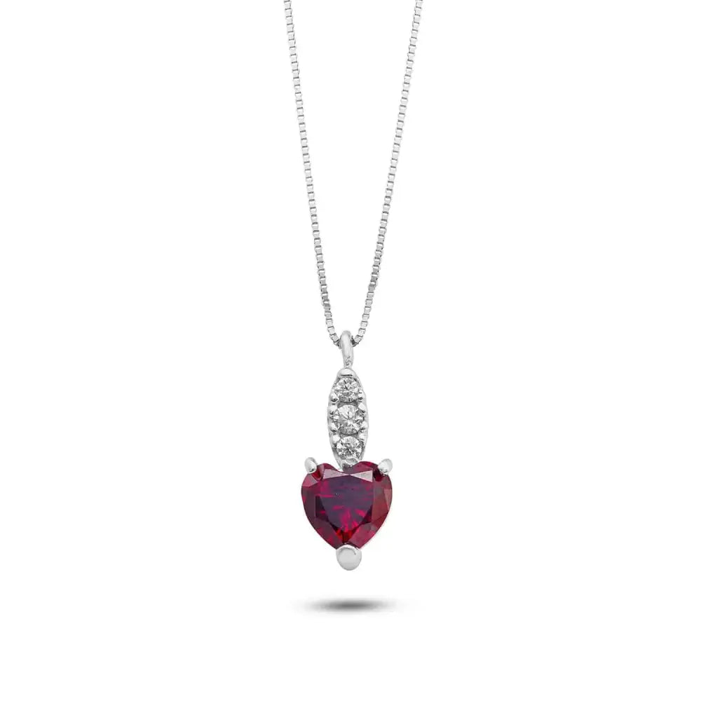 collana oro bianco ciondolo cuore rosso AMBROSIA AGZ 404|bonini-gioielli