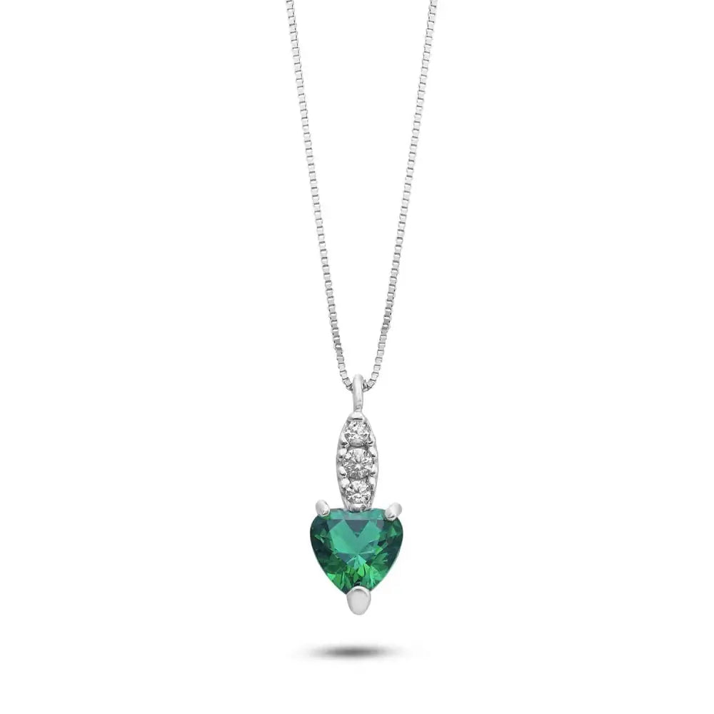 collana oro bianco ciondolo cuore verde AMBROSIA AGZ 405 - Gioielleria Bonini