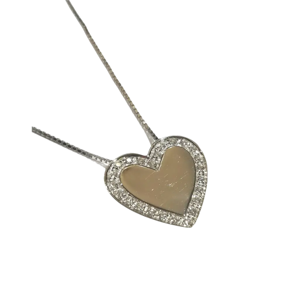 Collana Salvini Cuore Oro Bianco e Diamanti con pendente a forma di cuore argentato