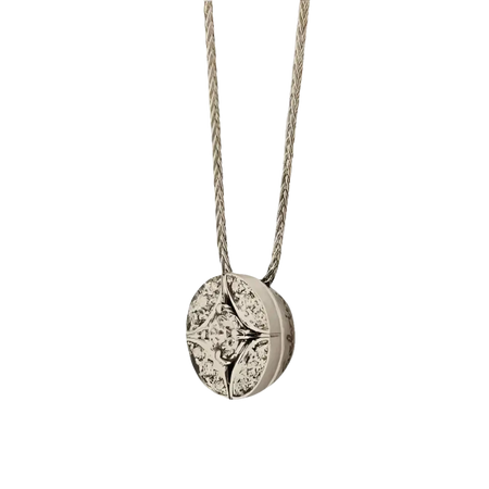 Collana SALVINI Oro Bianco e Diamanti Fleur Ronde con ciondolo rotondo in argento e dettagli scintillanti