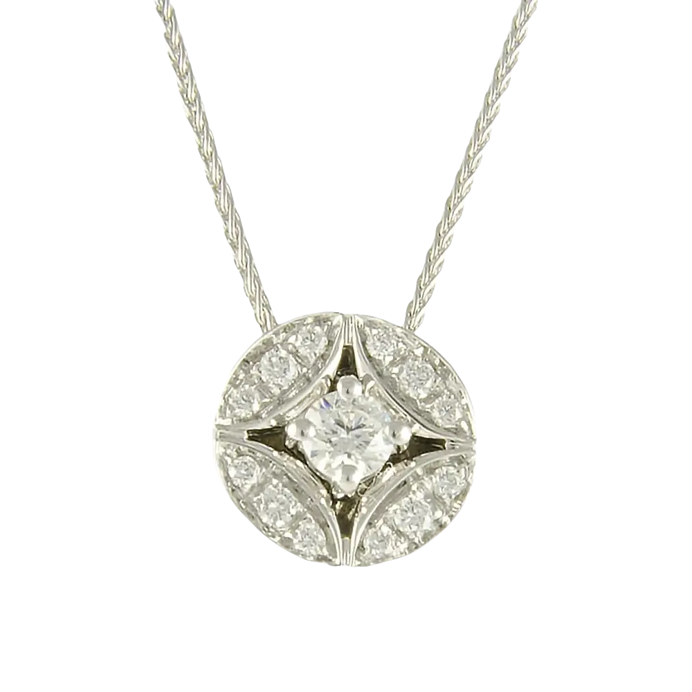 Collana SALVINI Oro Bianco e Diamanti Fleur Ronde con pendente a cluster rotondo in oro bianco e diamanti