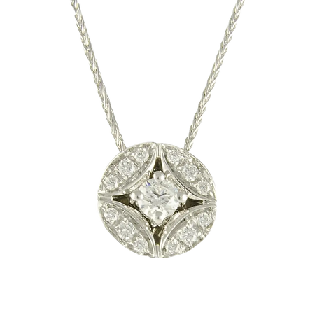 Collana SALVINI Oro Bianco e Diamanti Fleur Ronde con pendente a cluster rotondo in oro bianco e diamanti