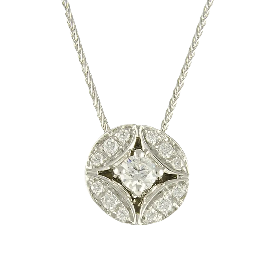 Collana SALVINI Oro Bianco e Diamanti Fleur Ronde con pendente a cluster rotondo in oro bianco e diamanti