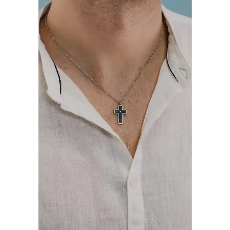 Collana uomo COMETE acciaio con croce Texture UGL 635|bonini-gioielli