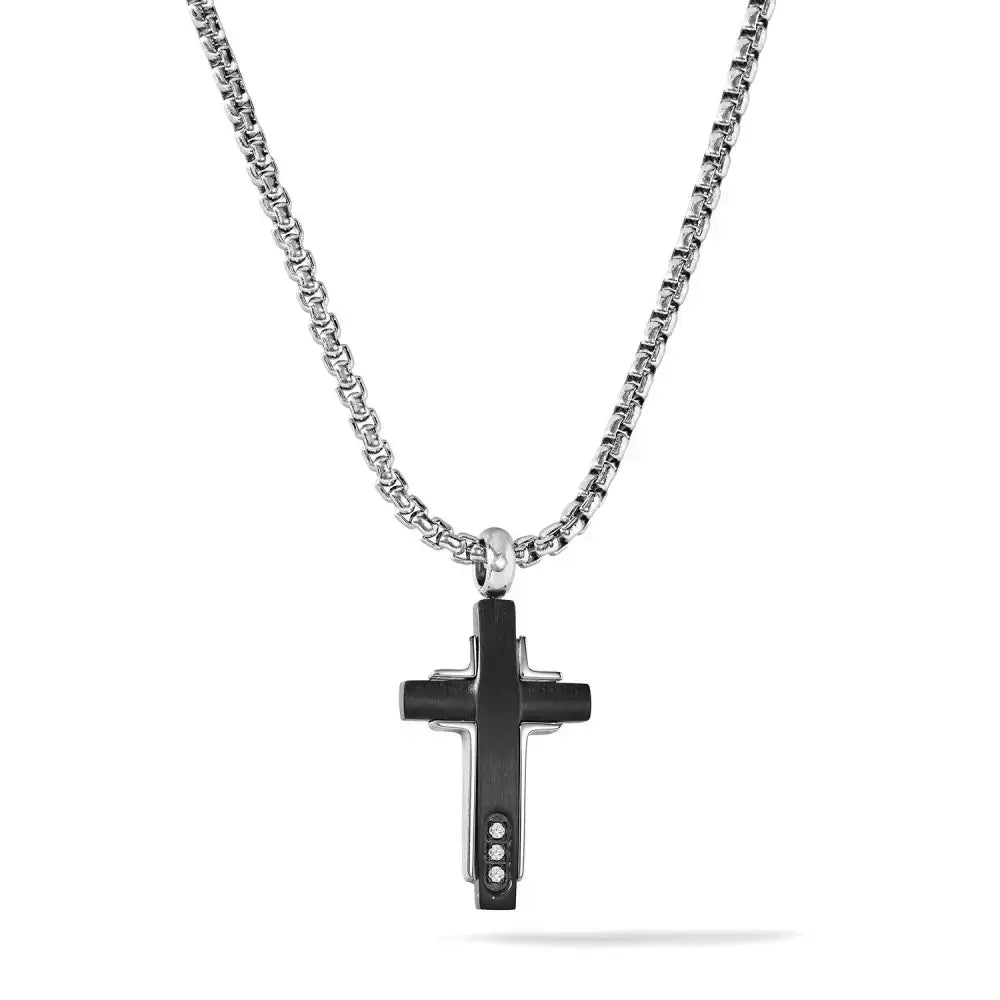 Collana uomo COMETE acciaio con croce Zip UGL 754|bonini-gioielli