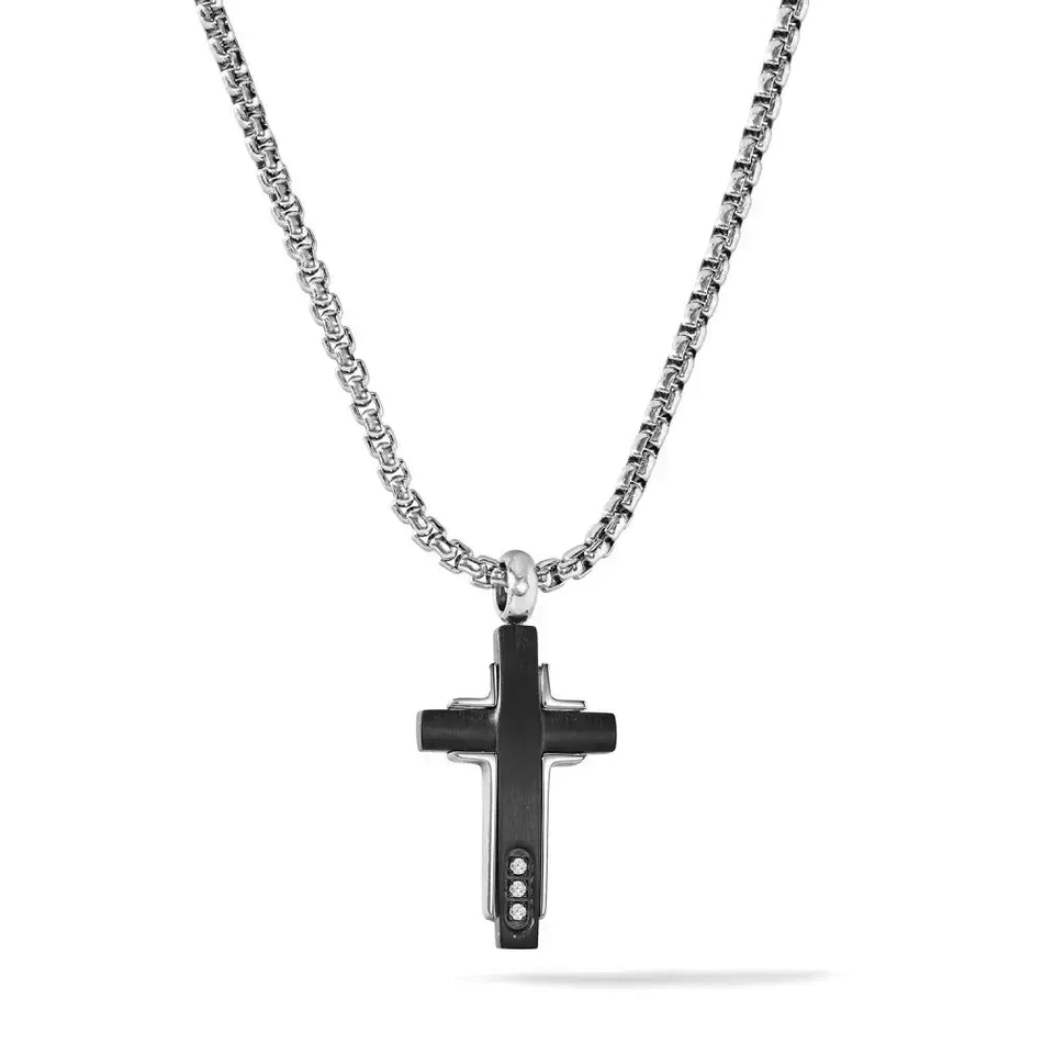 Collana uomo COMETE acciaio con croce Zip UGL 754|bonini-gioielli