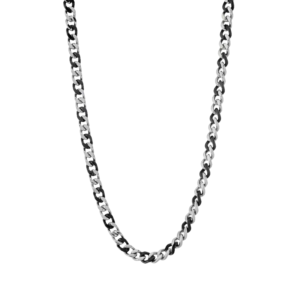 Collana uomo Comete Gioielli in acciaio con catena curb bicolore elegante