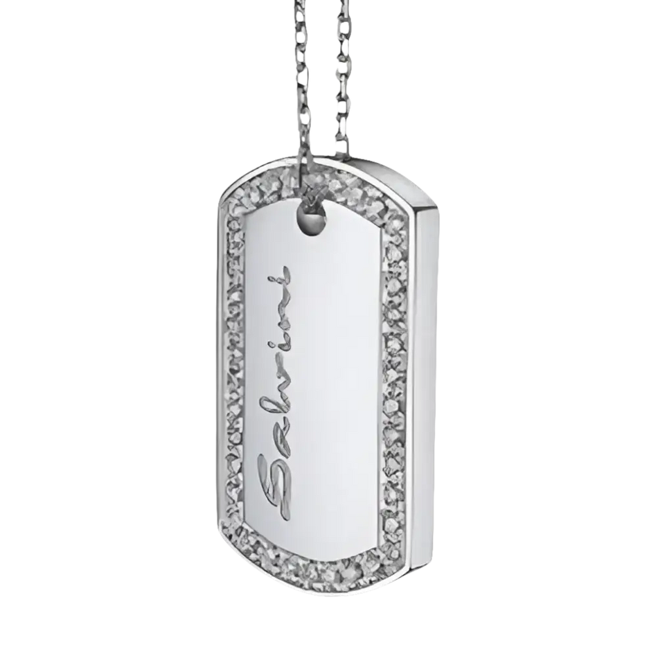 Pendente in argento con bordo di diamanti Collana uomo oro e diamanti Code di Salvini