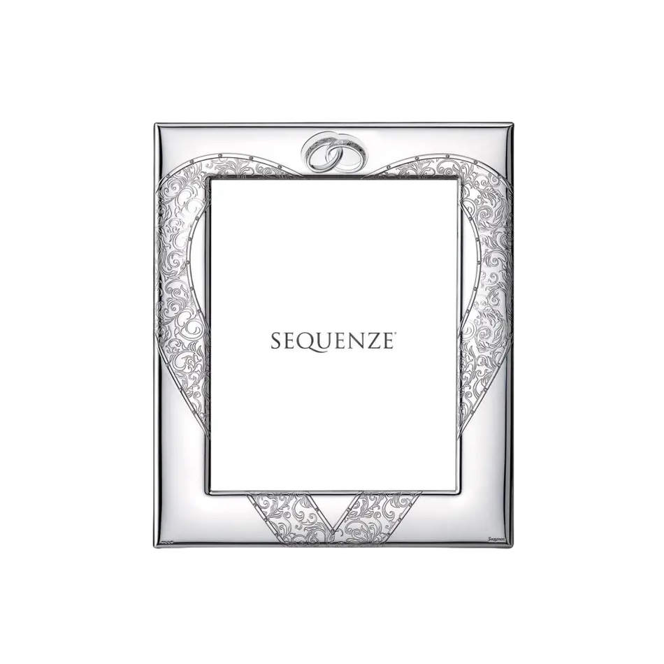 Cornice SEQUENZE Amour fedi matrimoniali SQ1016/13 con elegante telaio a cuore argentato