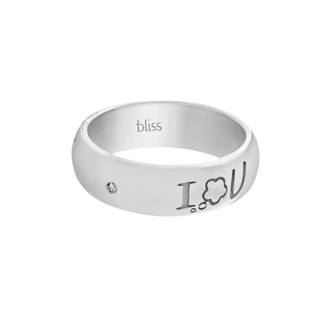Anello in argento Ti Penso di Bliss con incisione I U e diamante