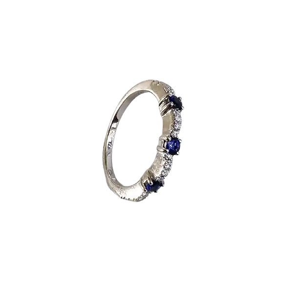fedina oro bianco con diamanti e zaffiri blu Salvini|bonini-gioielli