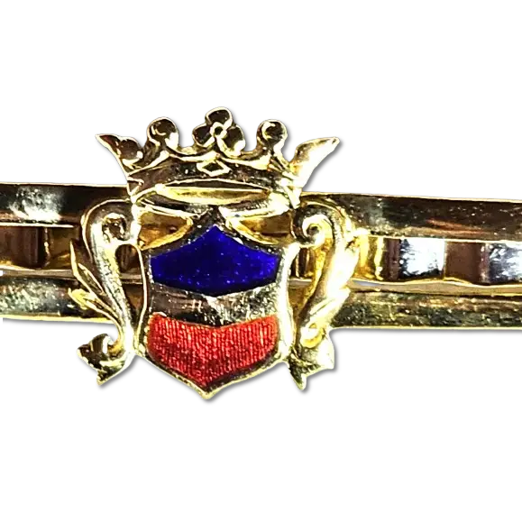 Fermacravatta oro giallo 750/1000 con blasone in smalto - fermacravatta