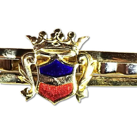 Fermacravatta oro giallo 750/1000 con blasone in smalto - fermacravatta