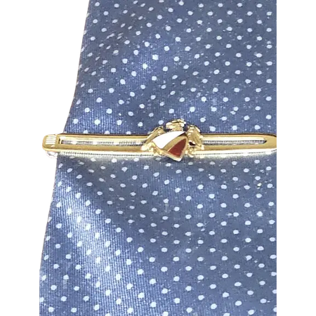 Fermacravatta oro giallo 750/1000 con blasone in smalto bianco e rosso - fermacravatta