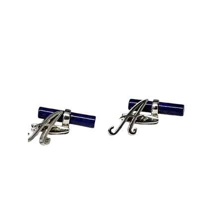 Gemelli argento lettera A terminale lapislazzuli Obsigno - Gioielleria Bonini